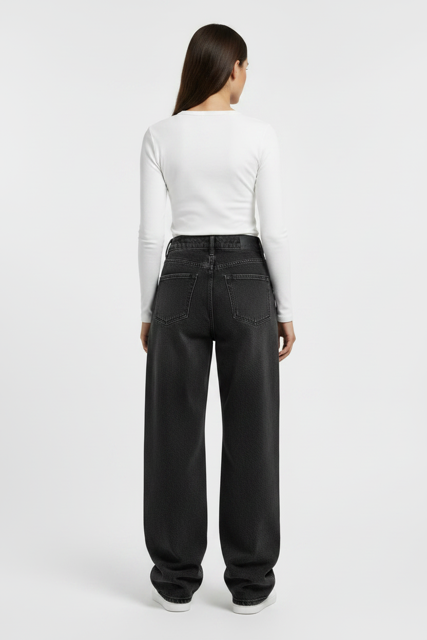 Womens Loose Wide-leg Denim Jeans