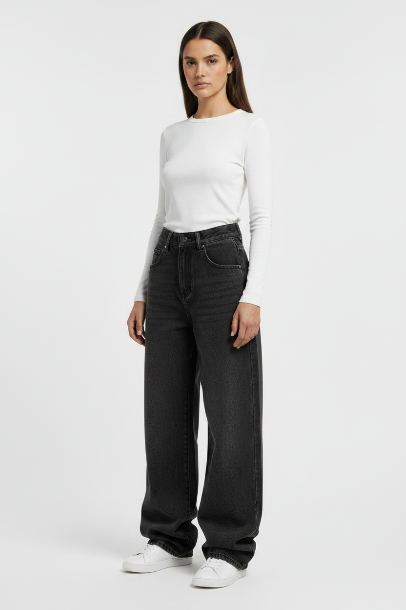 Womens Loose Wide-leg Denim Jeans