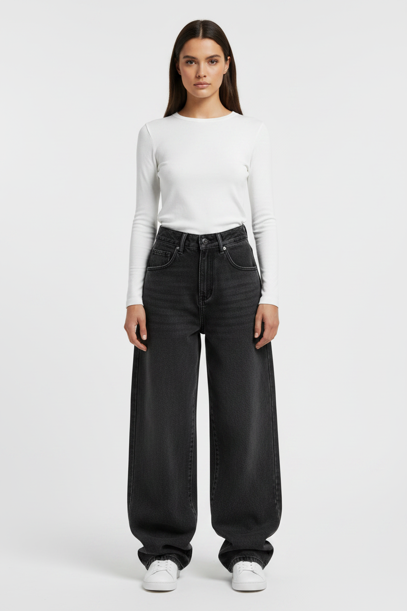 Womens Loose Wide-leg Denim Jeans