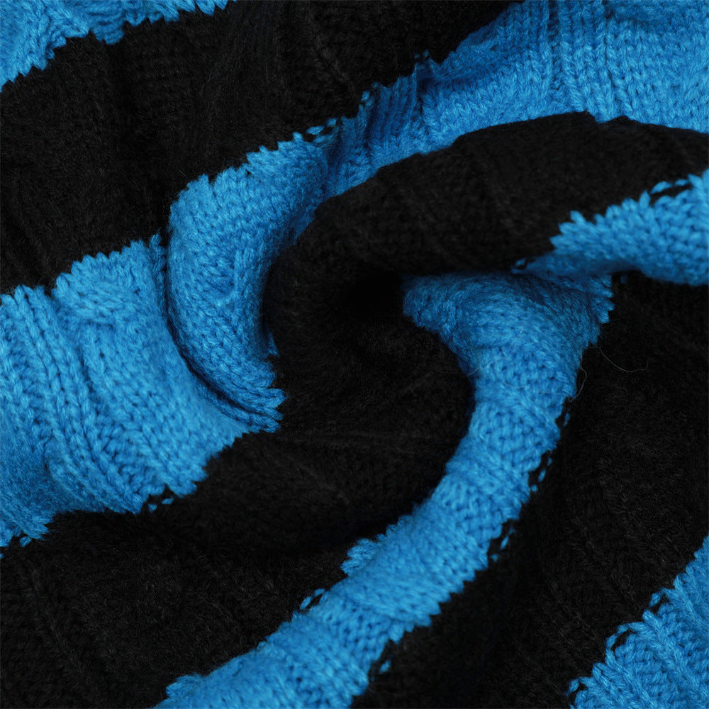 Men's Contrast Colour Striped Round Neck Sweater