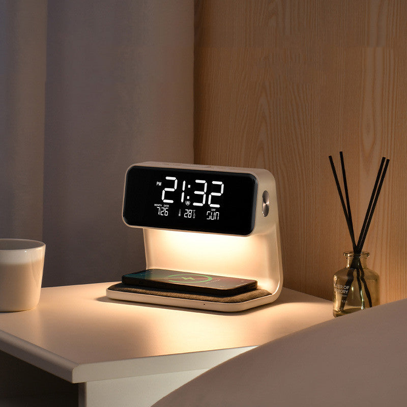 Cre3-in-1 Bedside Lamp with Wireless Charging & Alarm Clock