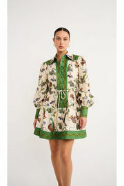 Women's Long Sleeve Printed Lapel Dress