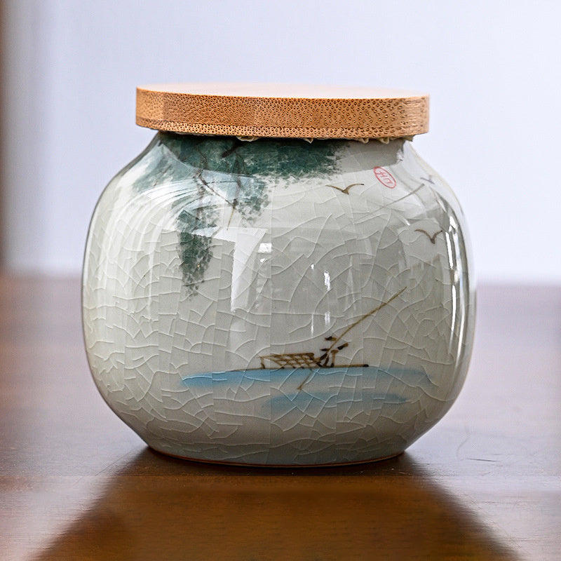Hand Drawn Ge Kiln Tea Jar