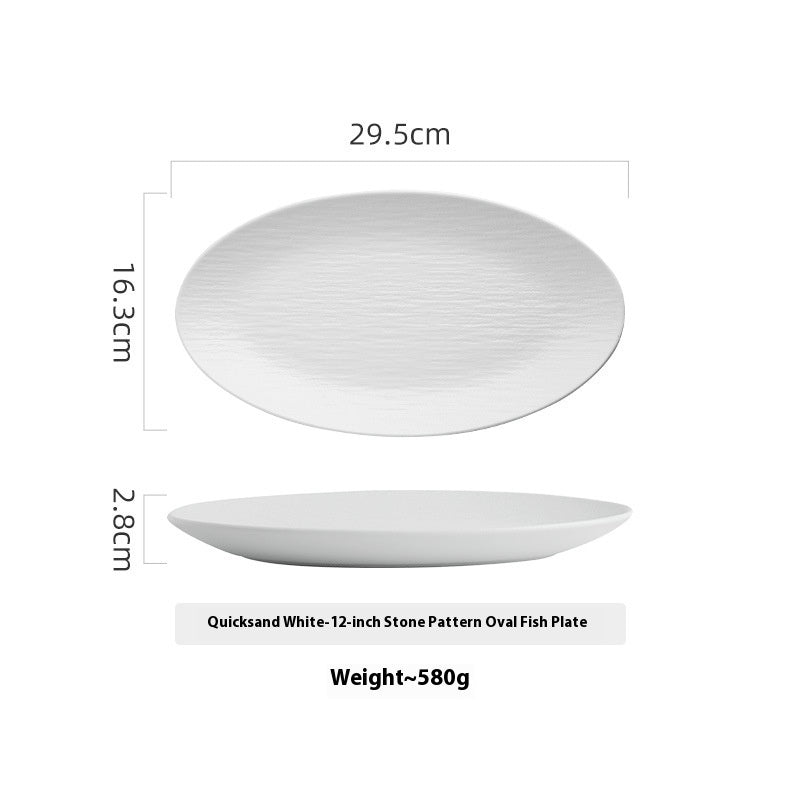 Creative Ceramic Oval Fish Dish Household