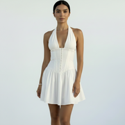 Women's Slim-Fit Waist-Cinching Halter Dress