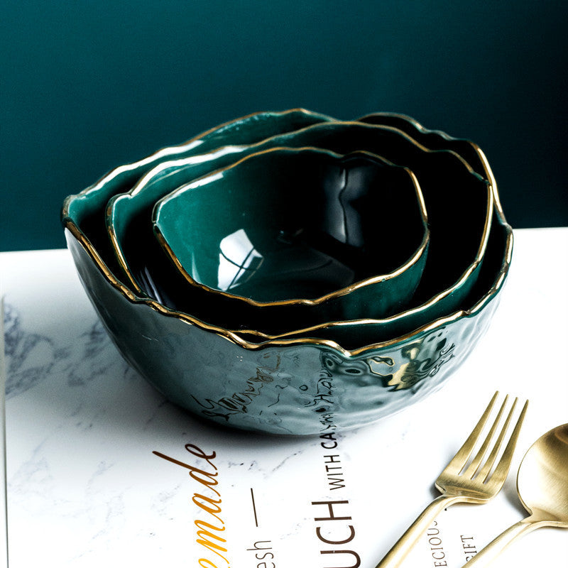 Emerald Phnom Penh Creative Home Large Fruit Plate Breakfast Soup Bowl Ceramic Salad  Single