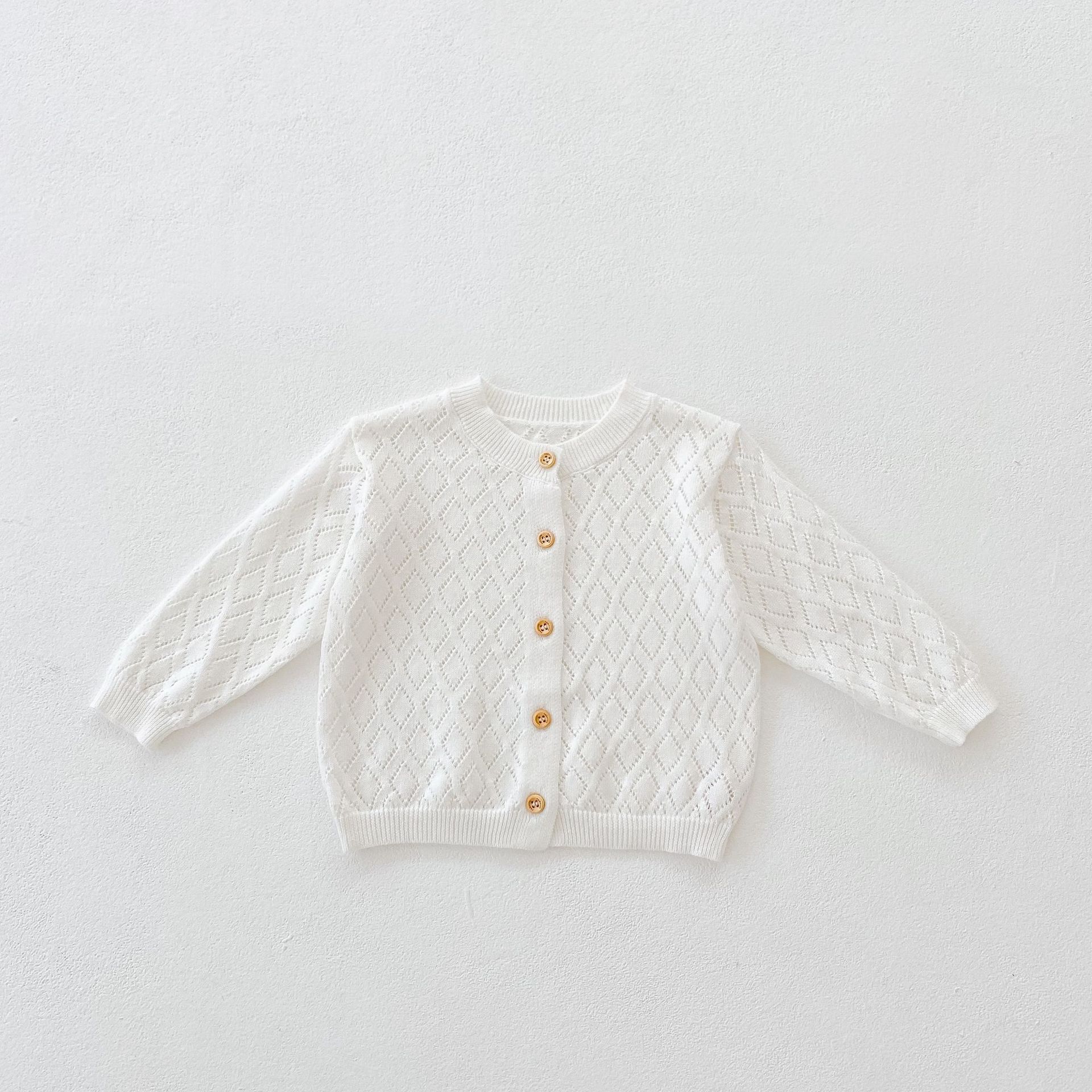 Sweet Rhombus Hollow Long-Sleeve Cropped Jacket