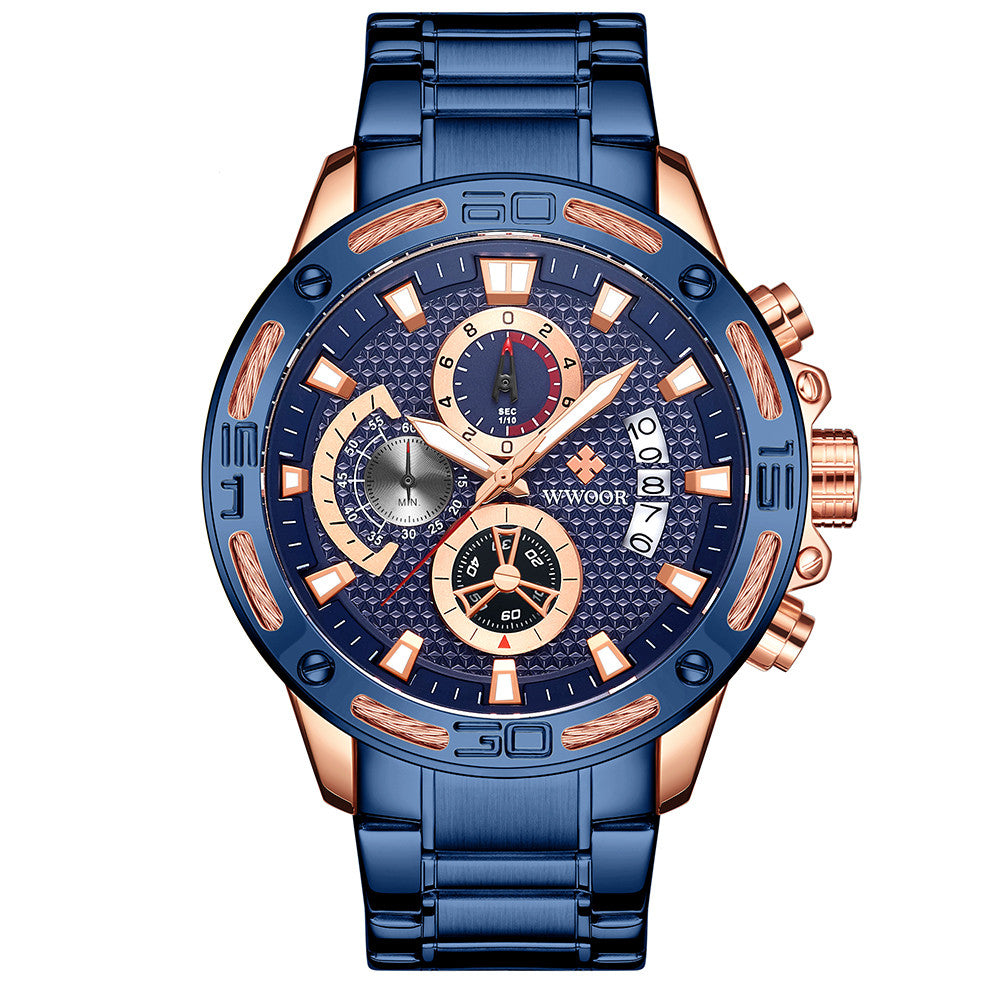 WWOOR Luxury Gold Full Steel Chronograph Watch