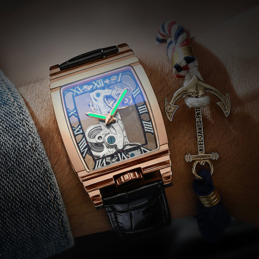 Daystar Unisex Stainless Steel Leather Watch