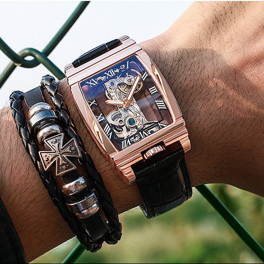 Daystar Unisex Stainless Steel Leather Watch