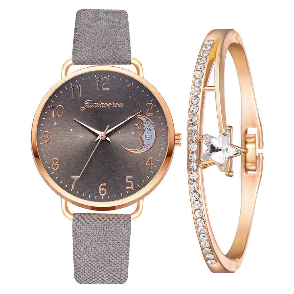 Lovely Moon Pattern Ladies Quartz Watch