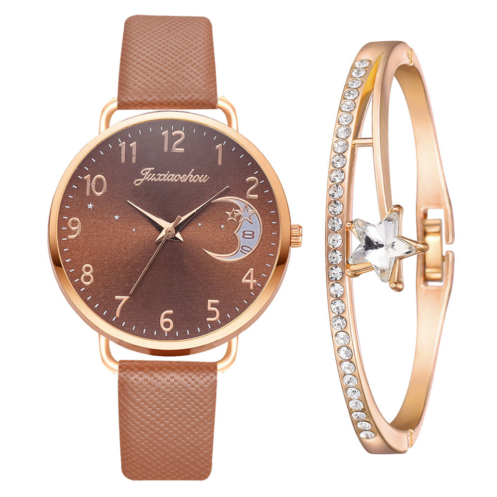 Lovely Moon Pattern Ladies Quartz Watch
