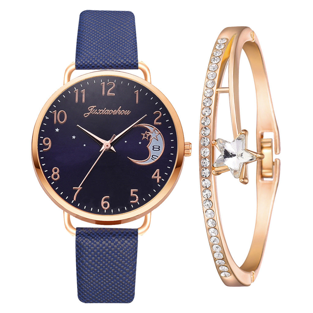 Lovely Moon Pattern Ladies Quartz Watch