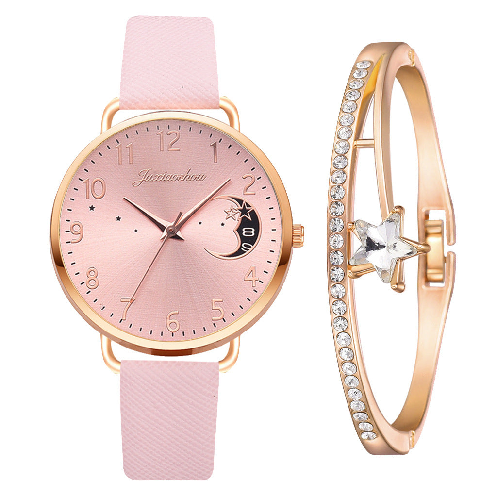 Lovely Moon Pattern Ladies Quartz Watch