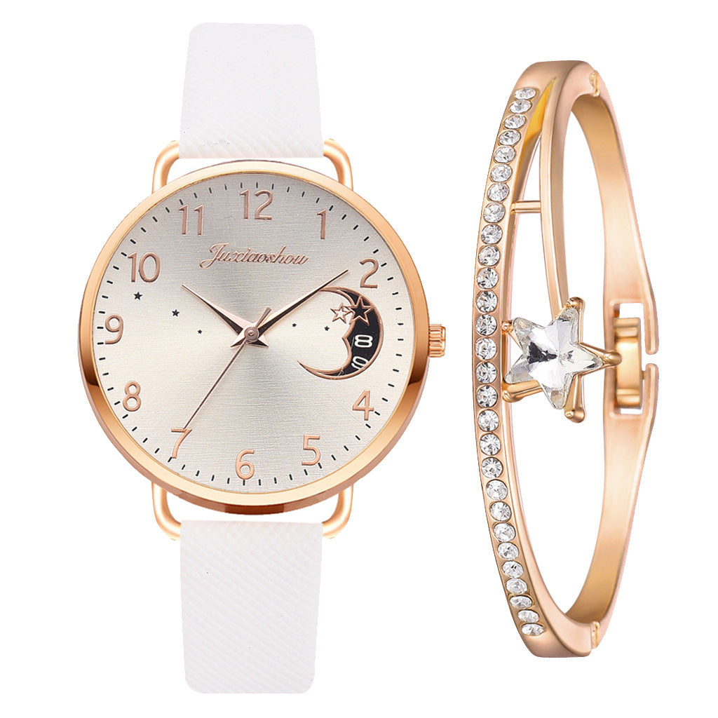 Lovely Moon Pattern Ladies Quartz Watch