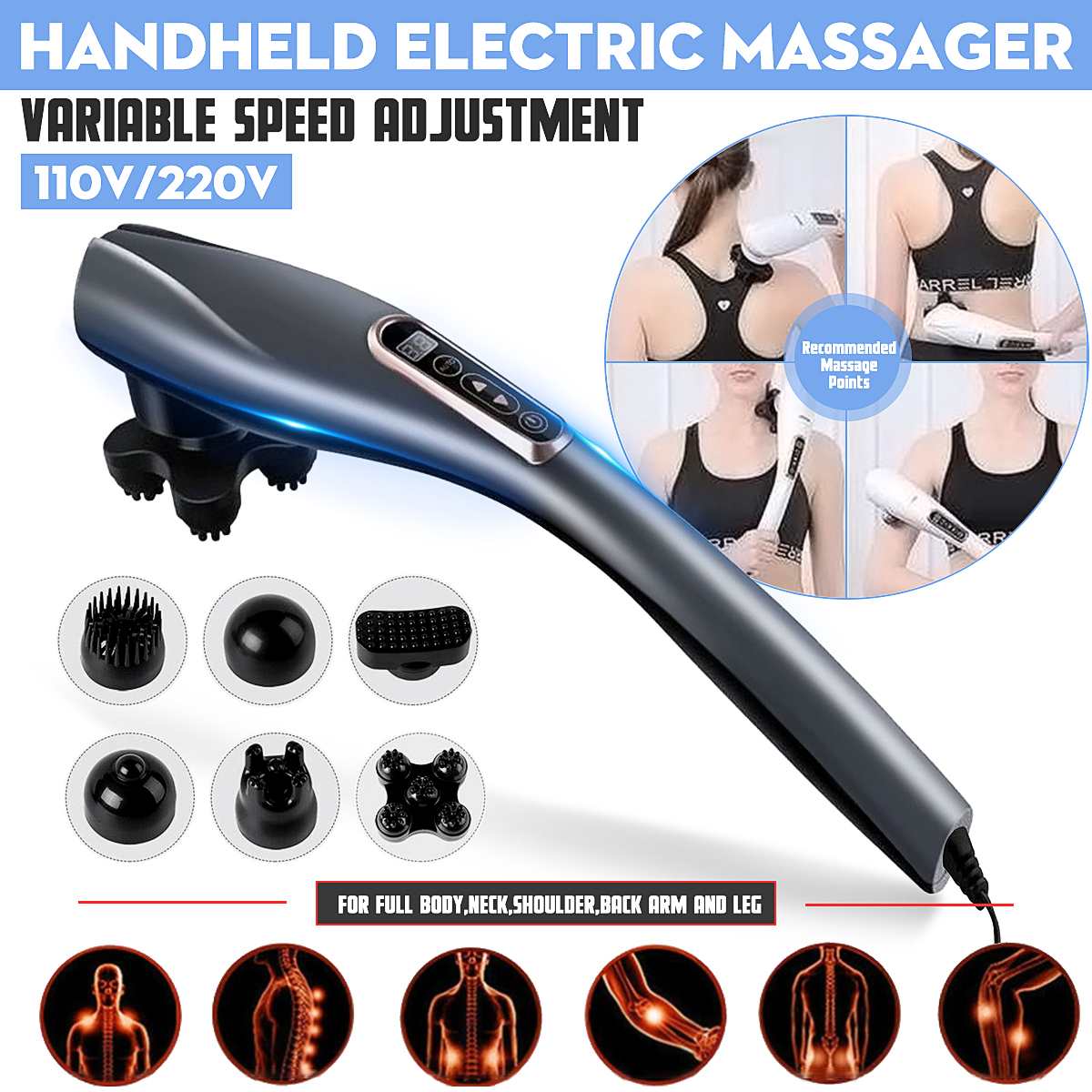 Electric Handheld 6-Head Body Massager