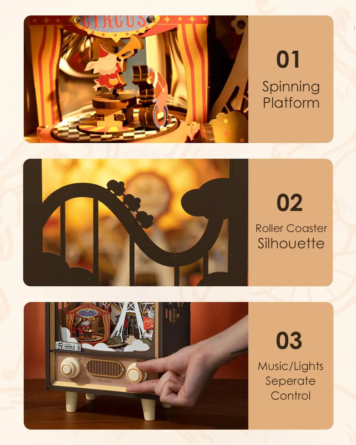 3d wooden puzzle music box