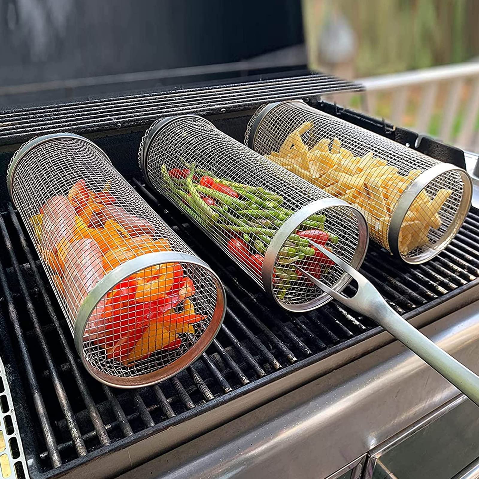 Rolling Grilling Basket for BBQ