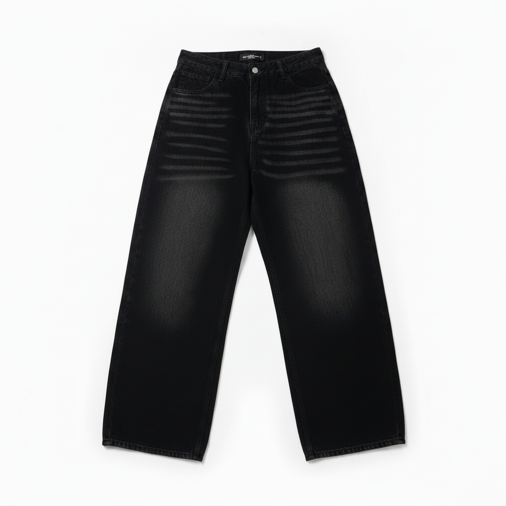 Retro Washed Straight Jeans Loose Drooping Wide Leg Pants