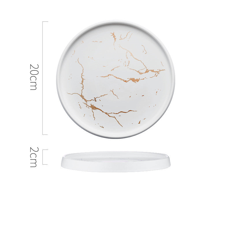 Marbled ceramic steak dinner plate