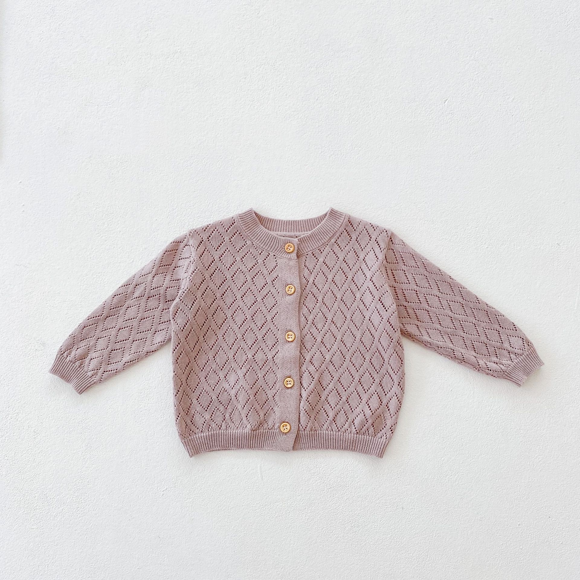 Sweet Rhombus Hollow Long-Sleeve Cropped Jacket