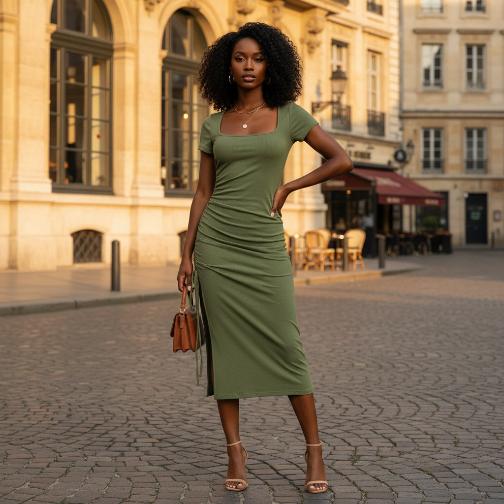 Women's Fashionable Knitted Slit Sheath Skirt