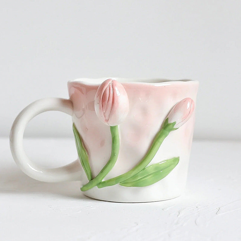 Girl Tulip Girl Heart Hand Painted Mug Ceramic