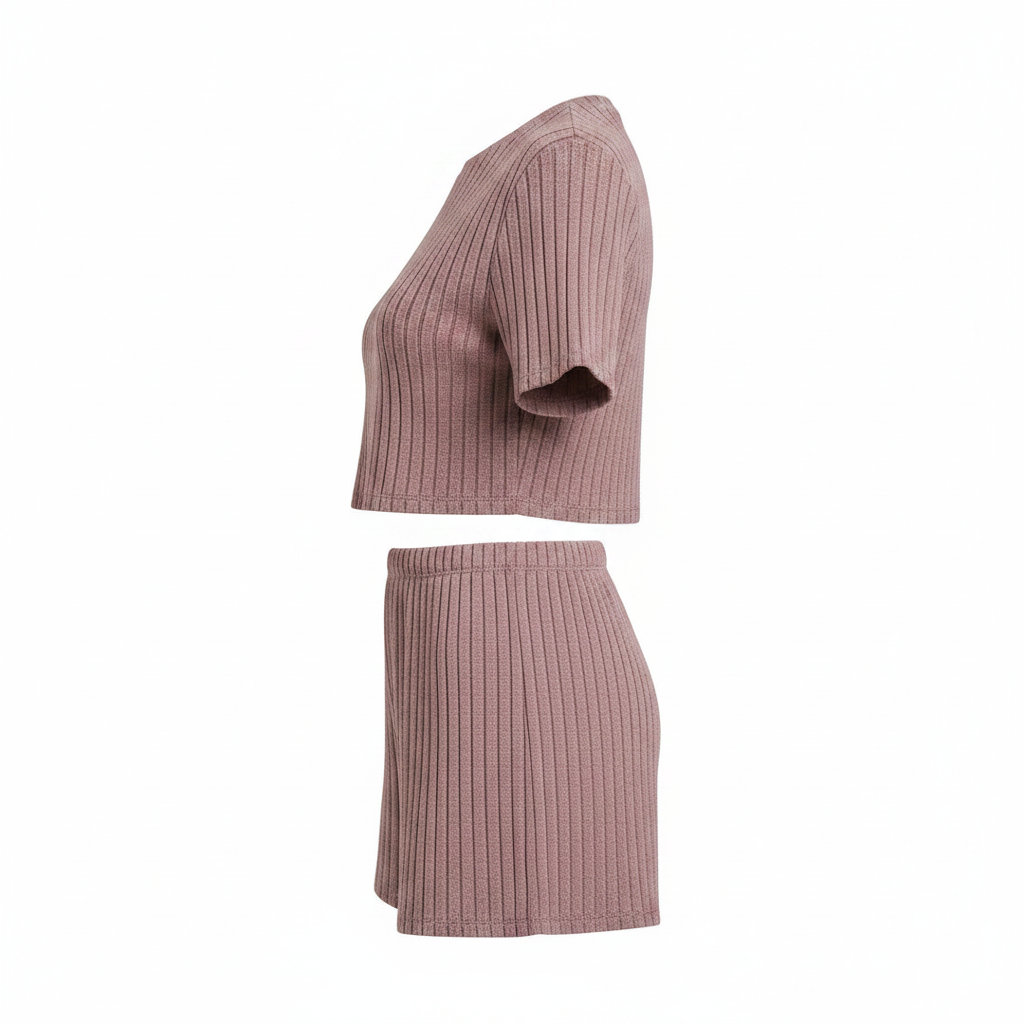Ribbed Shorts & Crewneck Short Sleeve T-Shirt Set