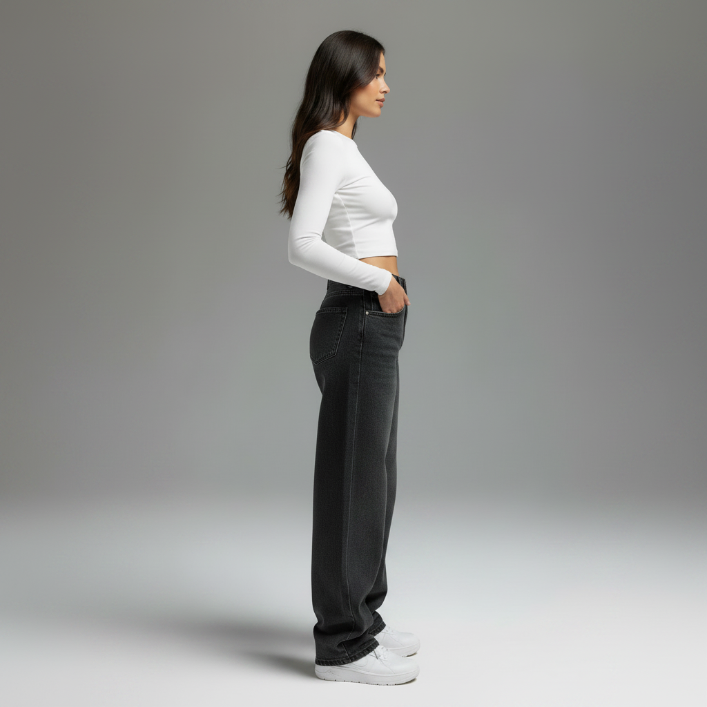 Womens Loose Wide-leg Denim Jeans