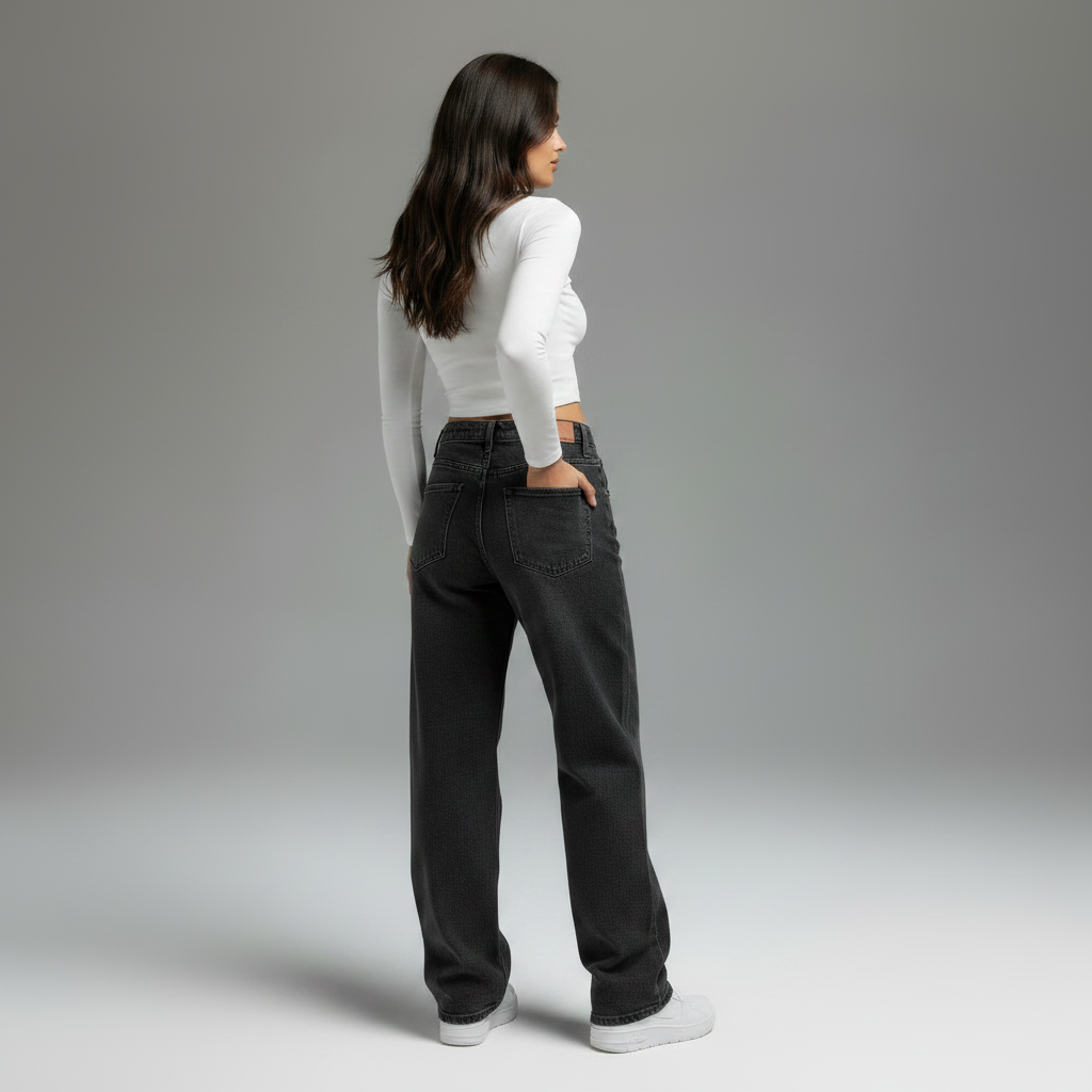 Womens Loose Wide-leg Denim Jeans