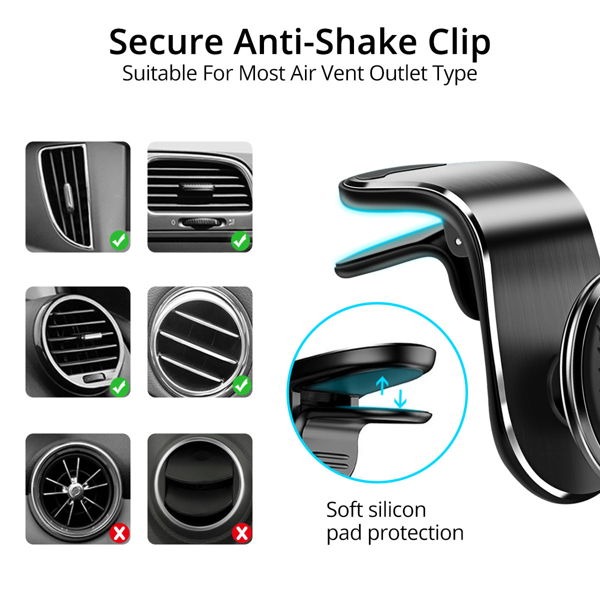 Magnetic 360° Rotation Car Air Vent Phone Holder