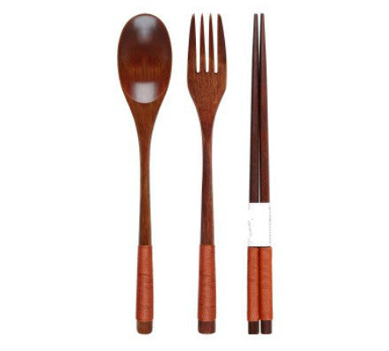 Three spoons set with wooden chopsticks
