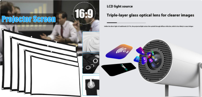 Portable 180° Auto-Focus Smart Home Projector