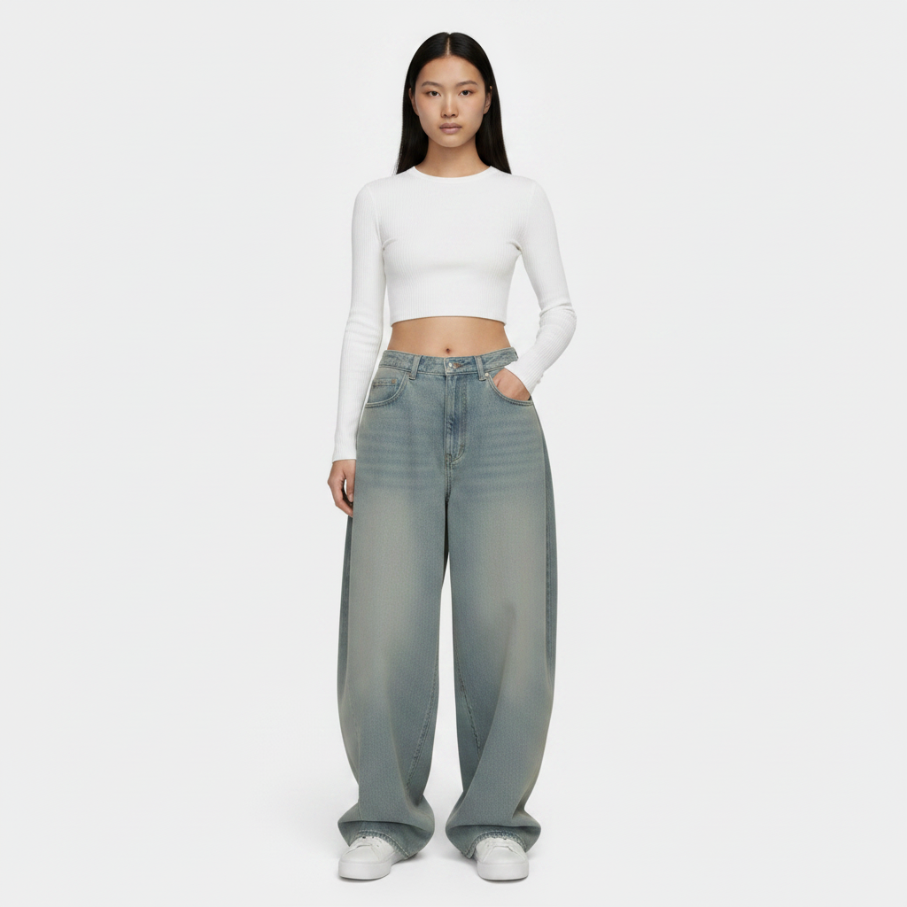 Retro High Waist Loose Straight Jeans For Women