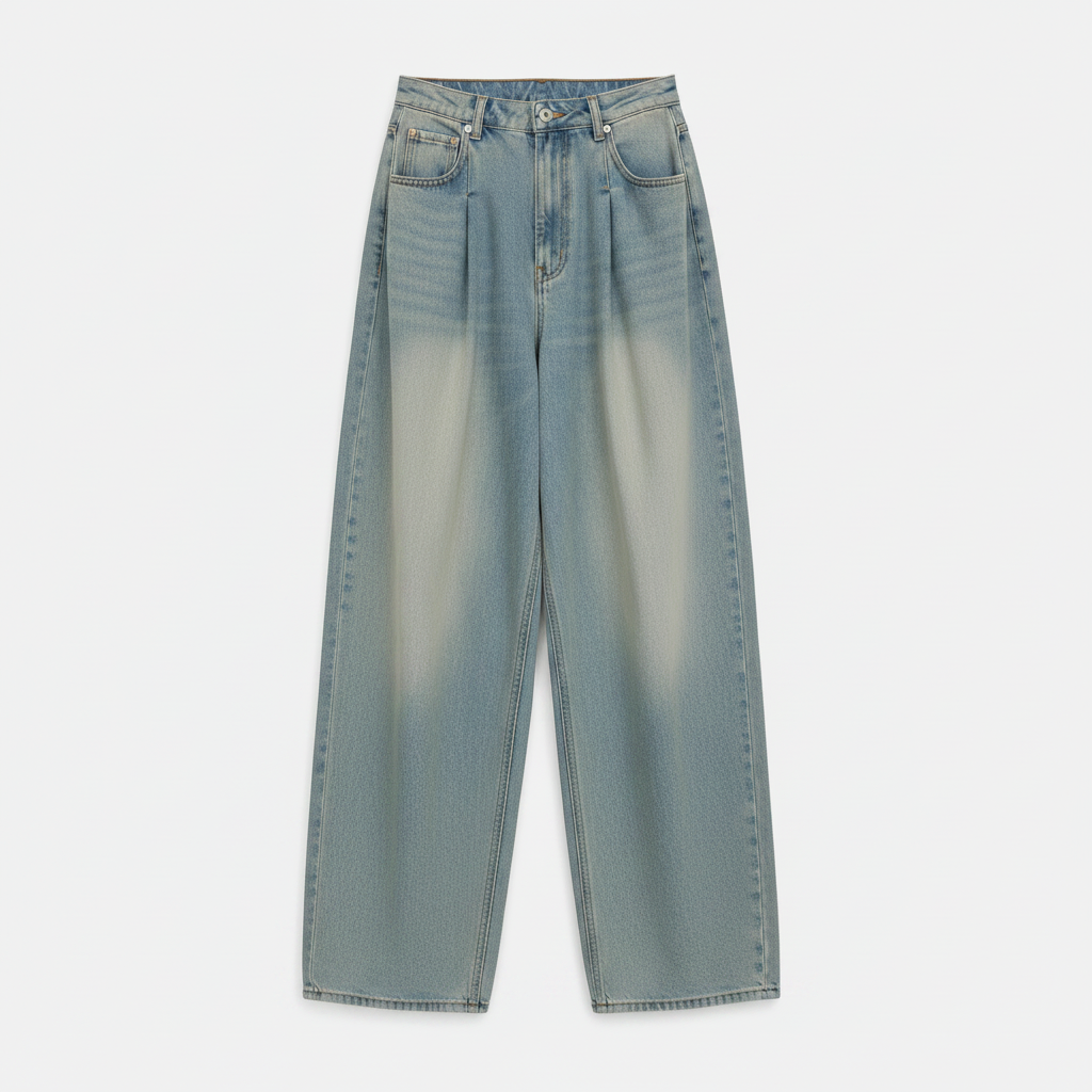 Retro High Waist Loose Straight Jeans For Women
