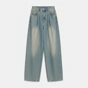 Retro High Waist Loose Straight Jeans For Women