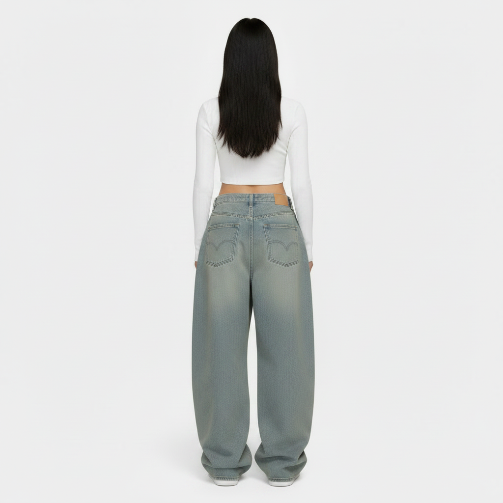 Retro High Waist Loose Straight Jeans For Women