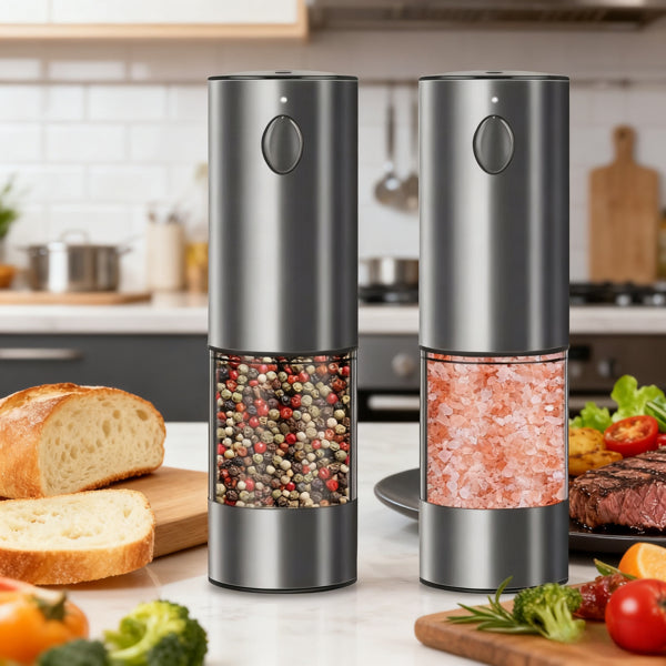 2PCS Battery-Powered Electric Salt & Pepper Grinder Set