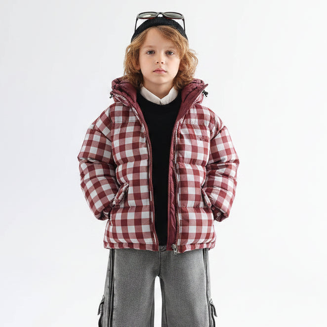 Children's Reversible Thick Check Winter Warm Coat