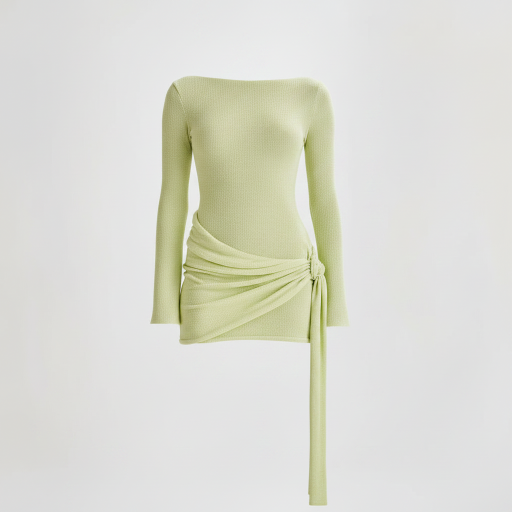 Women's Y2K Slim Long Sleeve V-Back Bodycon Mini Dress