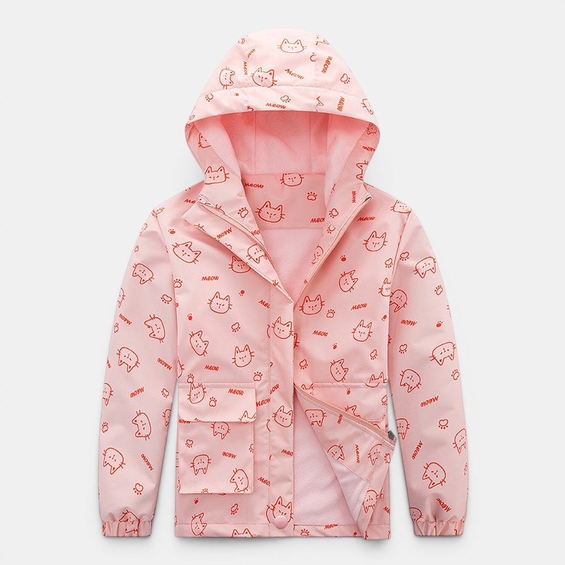 Kids' Windproof Waterproof Fleece-Lined Camouflage Jacket