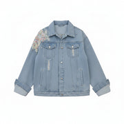 Women's Korean-Style Loose Embroidered Denim Jacket
