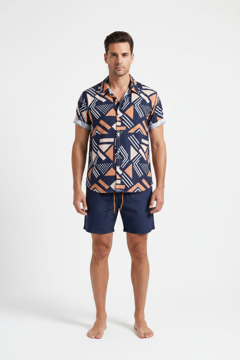 Men's Floral Print Beach Shirt