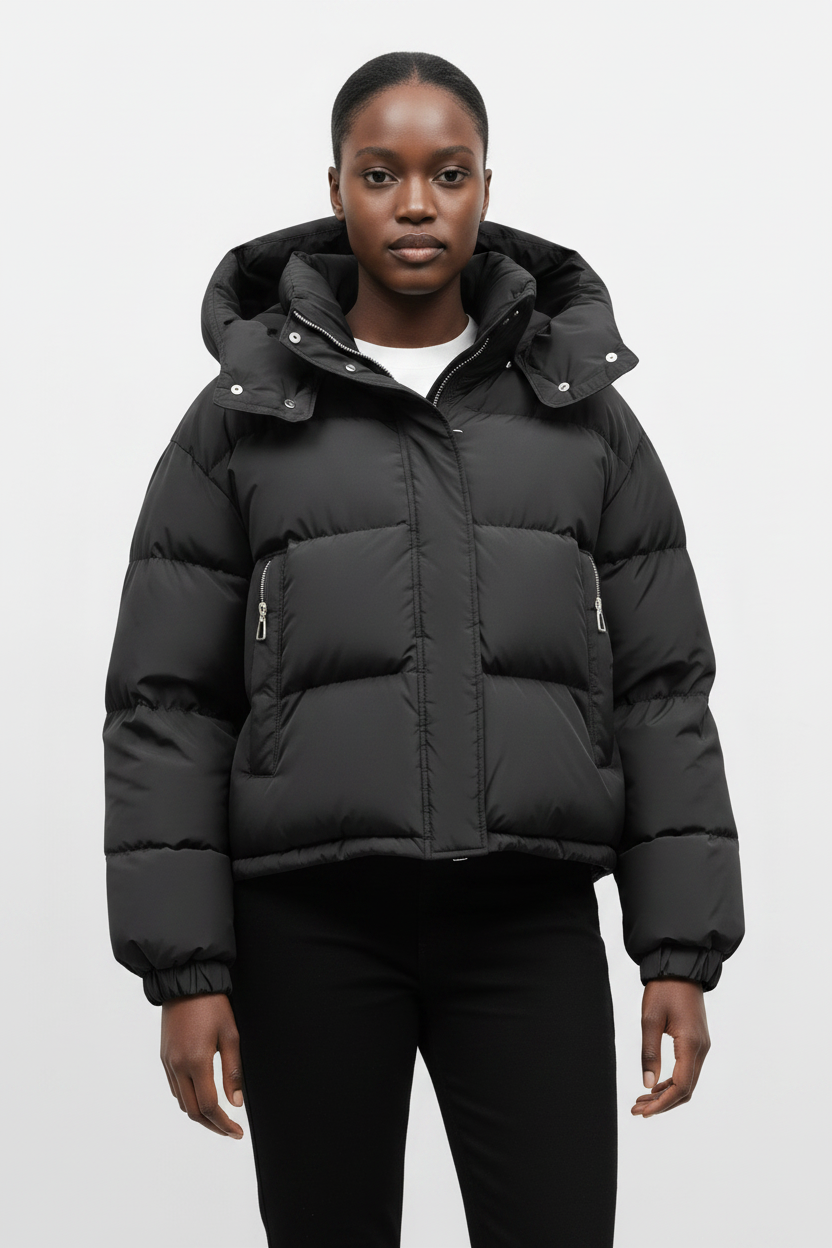 Women's Korean-Style Hooded Puffer Jacket – Warm Winter