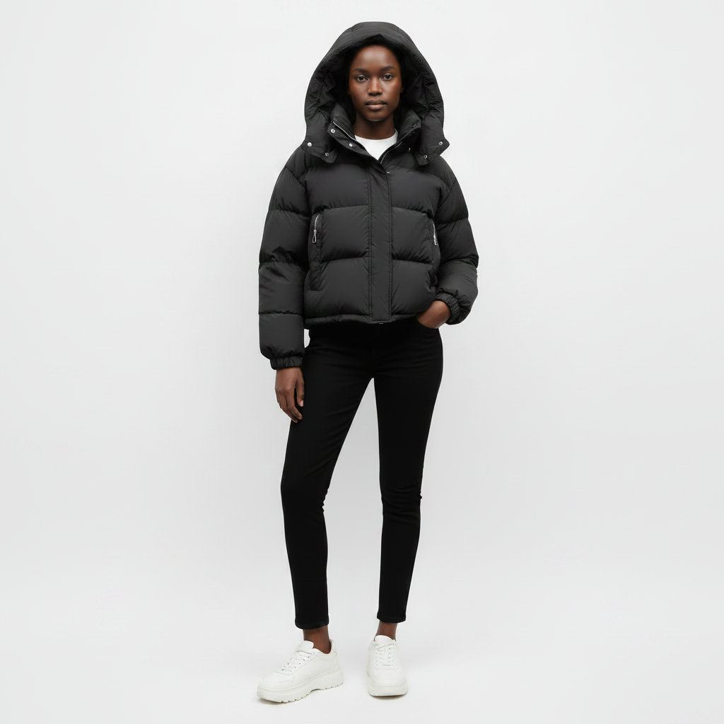 Women's Korean-Style Hooded Puffer Jacket – Warm Winter