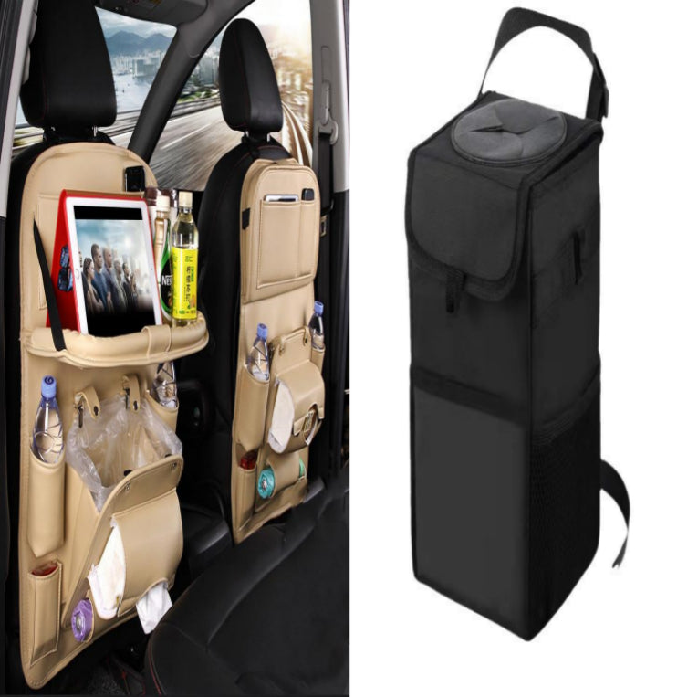 PU Leather Car Seat Back Organizer with Tray