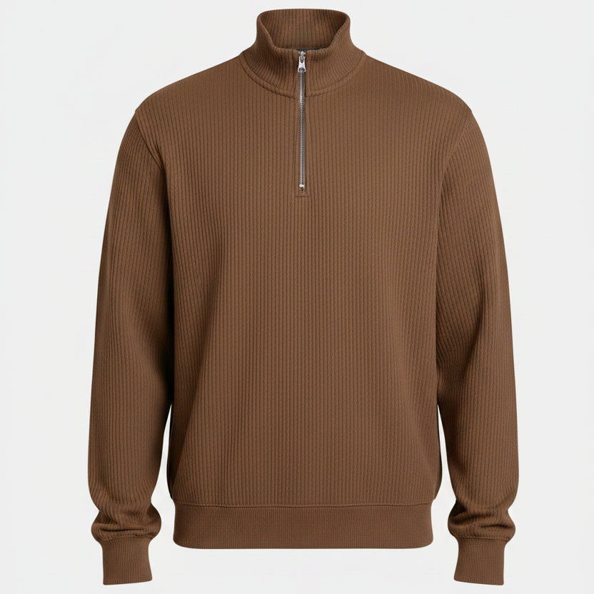 Men's Casual Sporty Slim-Fit Zip-Up Long-Sleeve Sweater