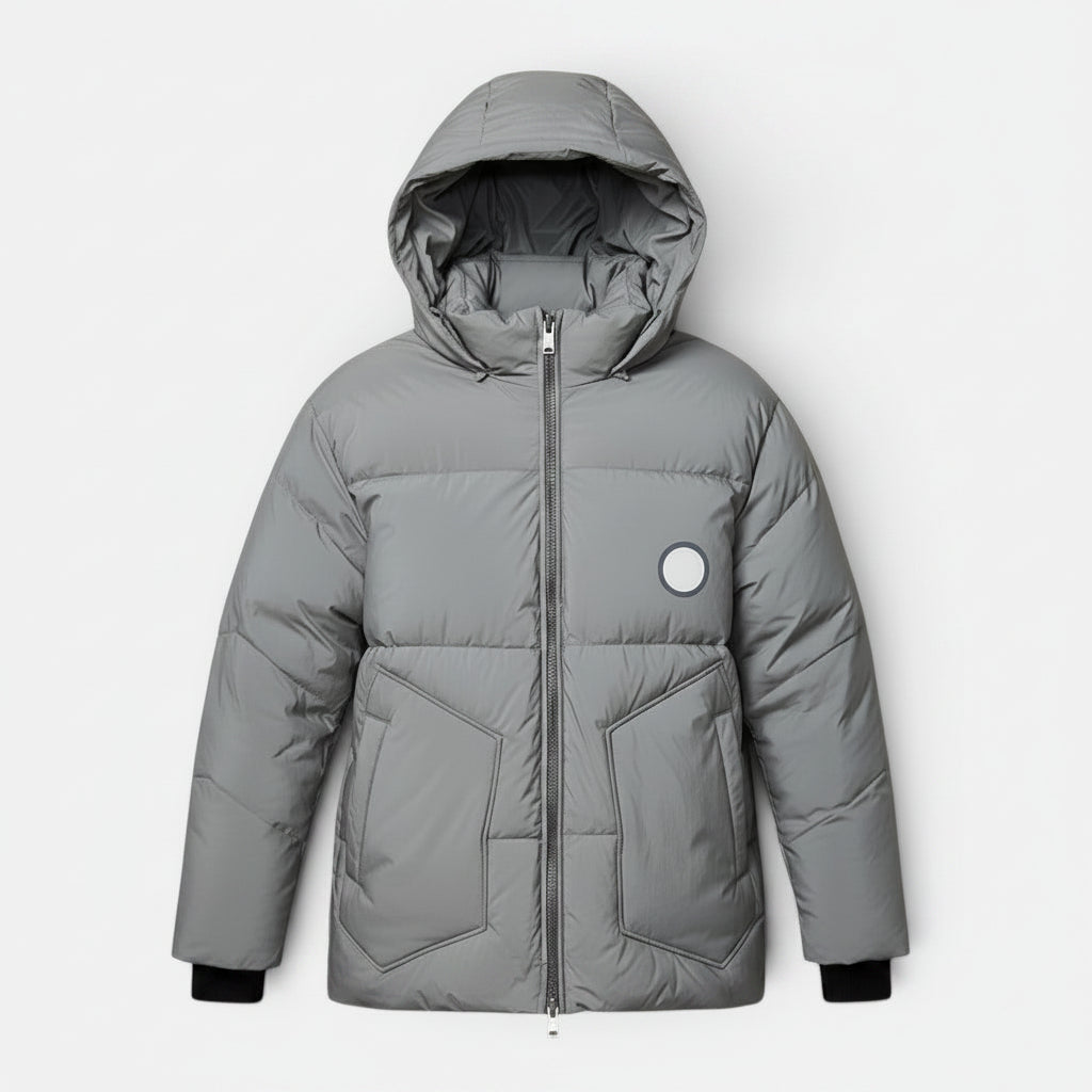 Men's Windproof Hooded Down Parka Jacket – Short & Lightweight