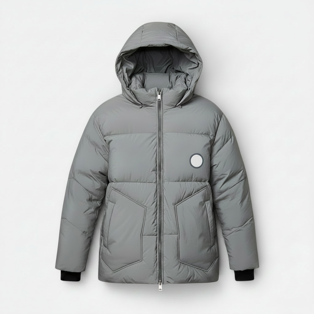 Men's Windproof Hooded Down Parka Jacket – Short & Lightweight
