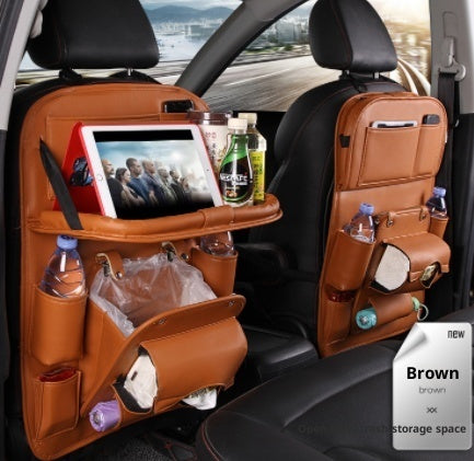 PU Leather Car Seat Back Organizer with Tray